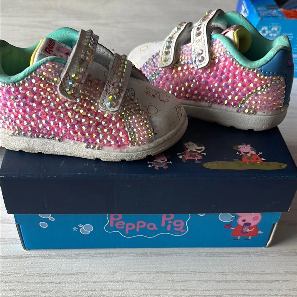 Peppa Pig Pink and White Rhinestone Sneakers